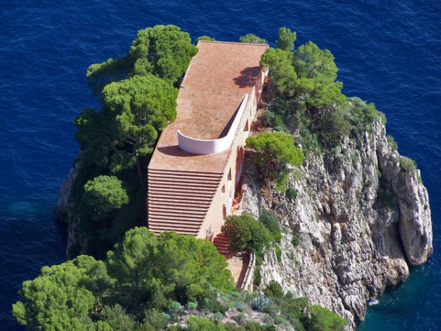 Casa Malaparte House perched on the eastern side of Capri on Punta Massullo, Italy